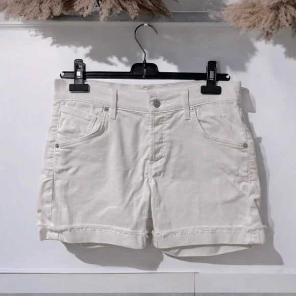 CITIZENS OF HUMANITY (26) White Denim Shorts Crisp Cotton Stretch Low Rise - Picture 12 of 12